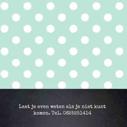 Uitnodiging verjaardag fotocollage mint dots 2
