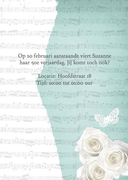 Uitnodiging verjaardag fotolijstjes rozen vrouw 3