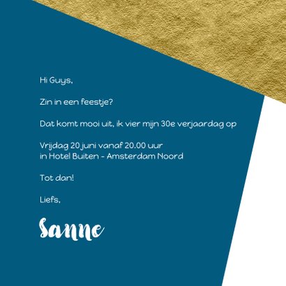Uitnodiging verjaardag geometrisch goud 3