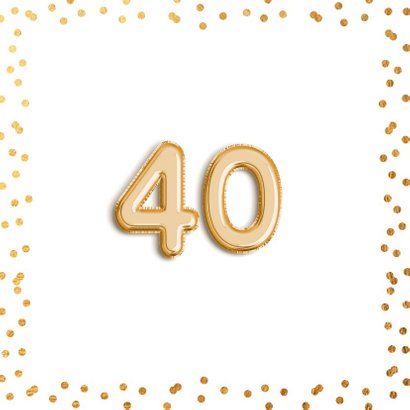 Uitnodiging verjaardag gouden confetti ballon 40 jaar 2