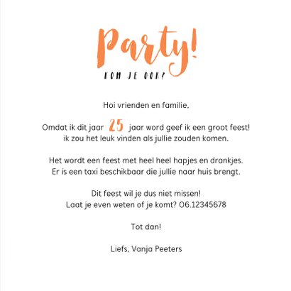 Uitnodiging verjaardag hip met spetters en eigen foto 3