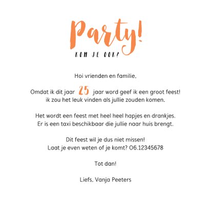 Uitnodiging verjaardag hip met spetters en eigen foto 3