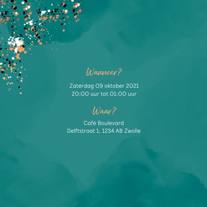 Uitnodiging verjaardag hip met spetters en foto 2