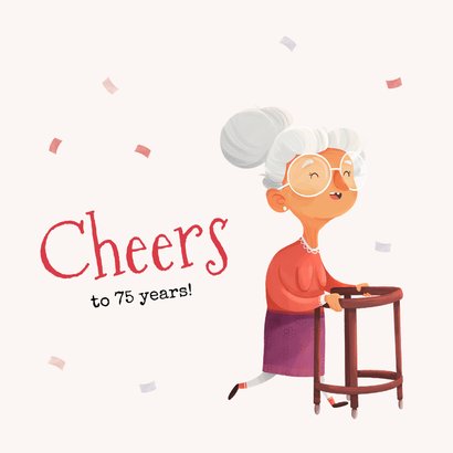 Uitnodiging verjaardag humor senior 75 confetti | Kaartje2go