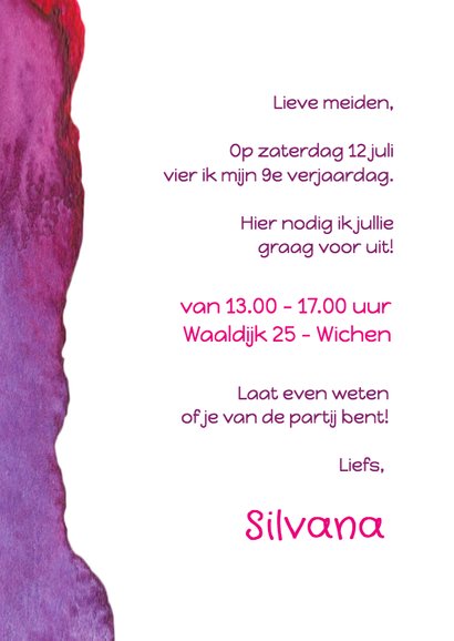 Uitnodiging verjaardag inkt pink - OT 3