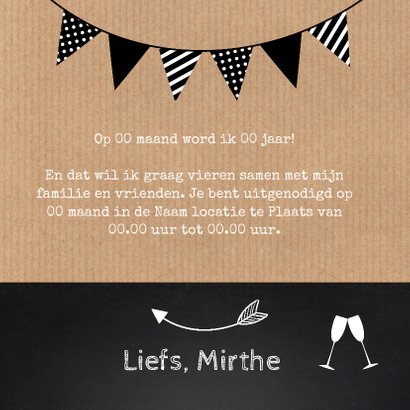 Uitnodiging verjaardag kraft krijtbord slinger 3