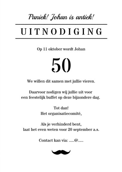 Uitnodiging verjaardag man old times krantlook 3