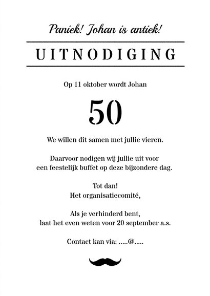 Uitnodiging verjaardag man old times krantlook 3