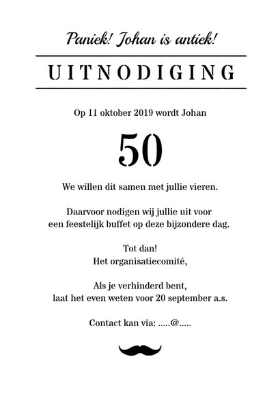 Uitnodiging verjaardag man old times krantlook 3