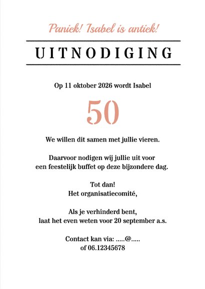 Uitnodiging verjaardag old times krijtbord 3