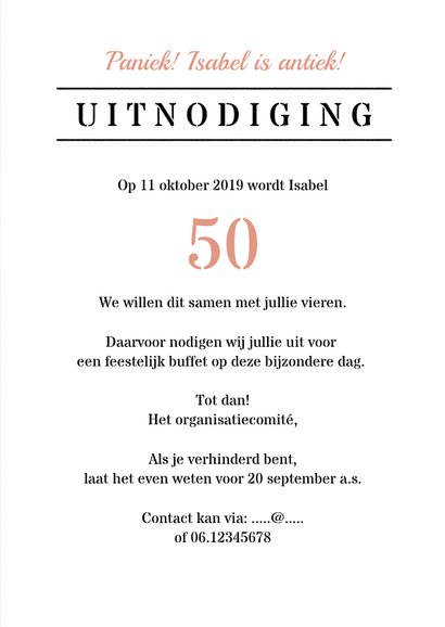 Uitnodiging verjaardag old times krijtbord 3