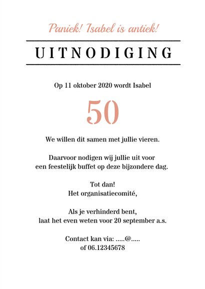 Uitnodiging verjaardag old times krijtbord 3