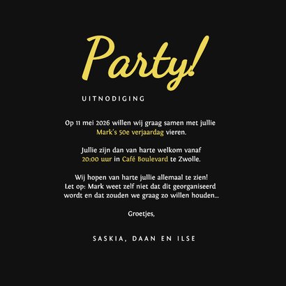 Uitnodiging verjaardag verf trendy 50 jaar 3