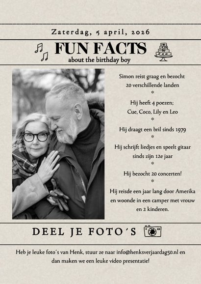 Uitnodiging verjaardag voorpagina krant 2