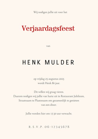 Uitnodiging verjaardag voorpagina krant 3