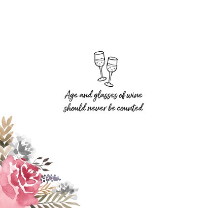 Uitnodiging verjaardag vrouw hip met geschilderde bloemen 2