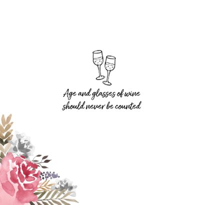 Uitnodiging verjaardag vrouw hip met geschilderde bloemen 2