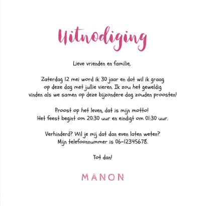 Uitnodiging verjaardag vrouw hip met krijtbord 3
