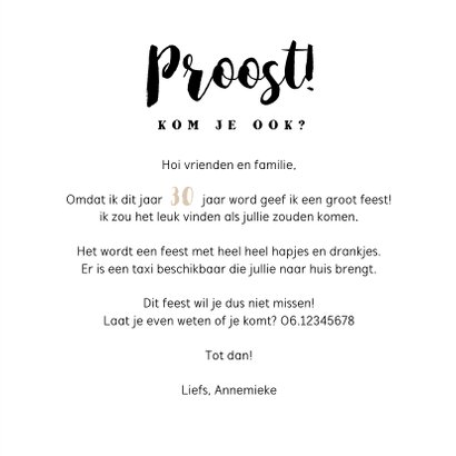 Uitnodiging verjaardag vrouw hip met spetters en eigen foto 3