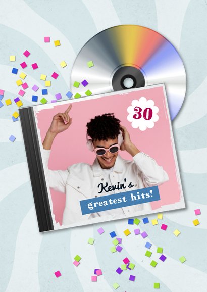 Uitnodiging verjaardagsfeest 30 jaar 90s CD stapel 2