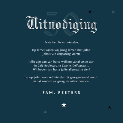 uitnodiging verjaardagsfeest 50 jaar man vintage stijlvol 3