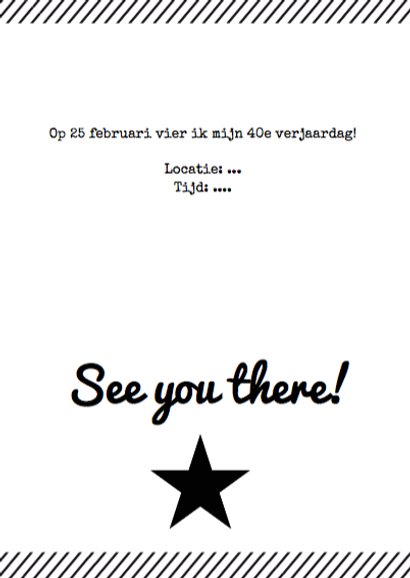 Uitnodiging verjaardagsfeest affiche zwartwit 3