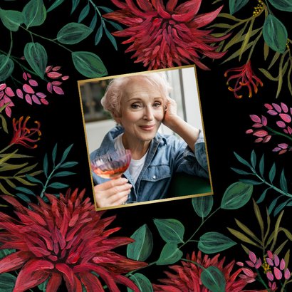 Uitnodiging verjaardagsfeest bloemen geschilderd 75 jaar 2