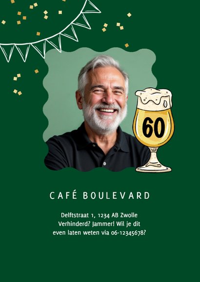 Uitnodiging verjaardagsfeest feestje confetti foto bier 2