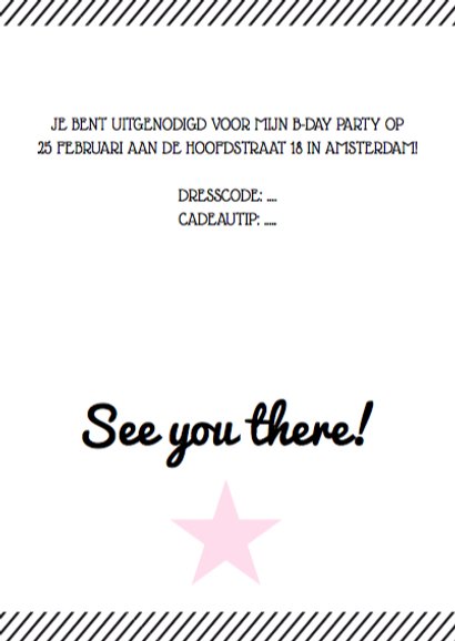 Uitnodiging verjaardagsfeest roze affiche 3