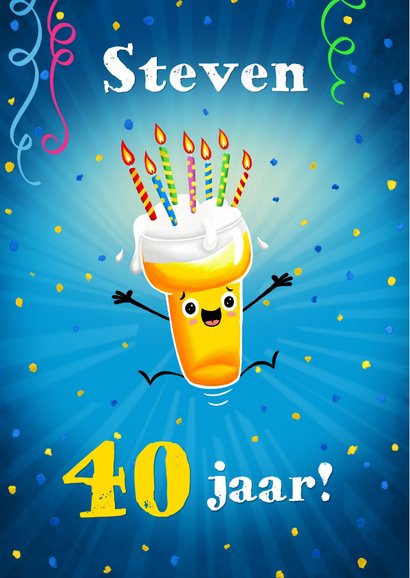 Uitnodiging verjaardagsfeest springend biertje met kaarsjes 2