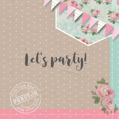 Uitnodiging verjaardagsfeest vrouw bloemen ster foto 3
