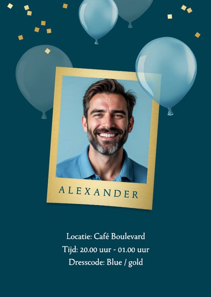 Uitnodiging verjaardagskaart 50 vijftig ballonnen confetti 2