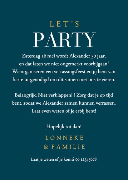 Uitnodiging verjaardagskaart 50 vijftig ballonnen confetti 3