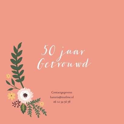 Uitnodiging vijftig jarig huwelijks jubileum bloemen 2