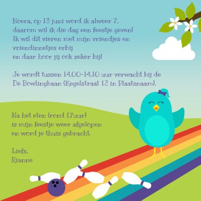 Uitnodiging voor bowlingfeestje meisje 3
