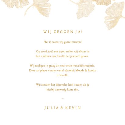 Uitnodiging voor bruiloft ginkgoblad stempel 3