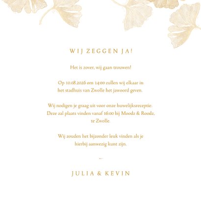 Uitnodiging voor bruiloft ginkgoblad stempel 3