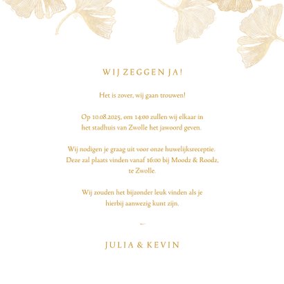 Uitnodiging voor bruiloft ginkgoblad stempel 3
