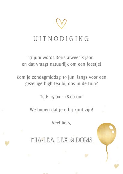 Uitnodiging voor de 8e verjaardag met grote foto 3