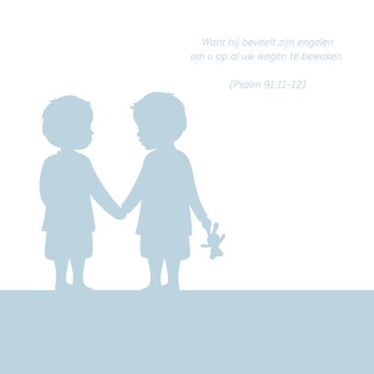 Uitnodiging voor de doop tweelingjongens silhouet 2