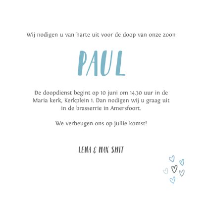 Uitnodiging voor doopsel blauwe regenboog en foto 3