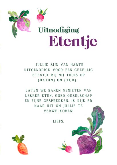 Uitnodiging voor een etentje met groenten 3