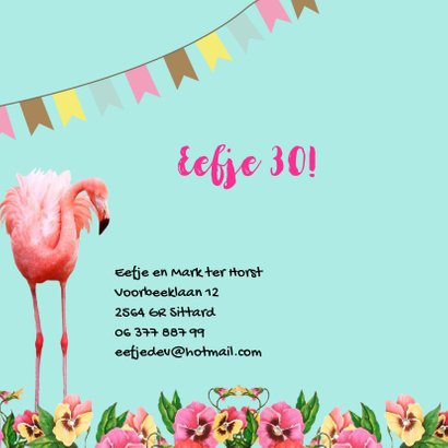 Uitnodiging voor een feestje, hip met flamingo's 2