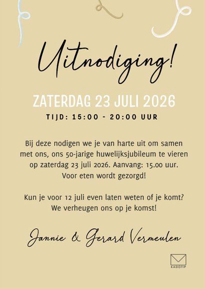 Uitnodiging voor een jubileum feest met proostende handen 3