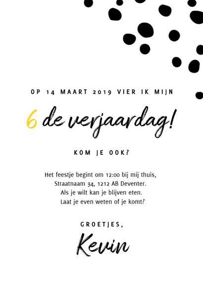 Uitnodiging voor een kinderfeestje met luipaard en vlekjes 3