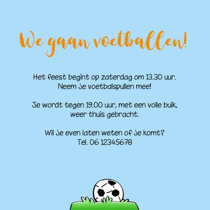 Uitnodiging voor een kinderfeestje. We gaan voetballen. 3