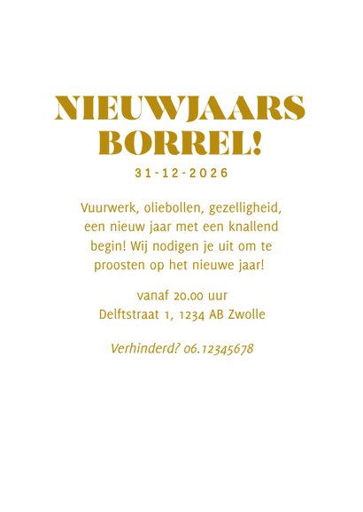 Uitnodiging voor een nieuwjaarsborrel met roze kerstbal 3
