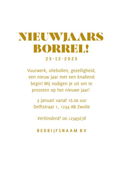 Uitnodiging voor een nieuwjaarsborrel met roze kerstbal  3