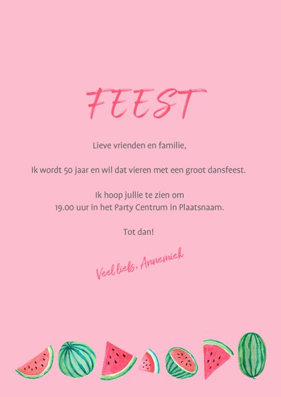 Uitnodiging voor een vijftig jaar feestje zomer 3