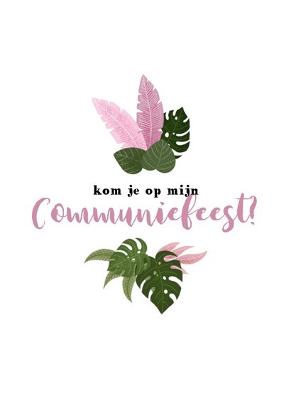 Uitnodiging voor eerste communie met planten voor een meisje 2